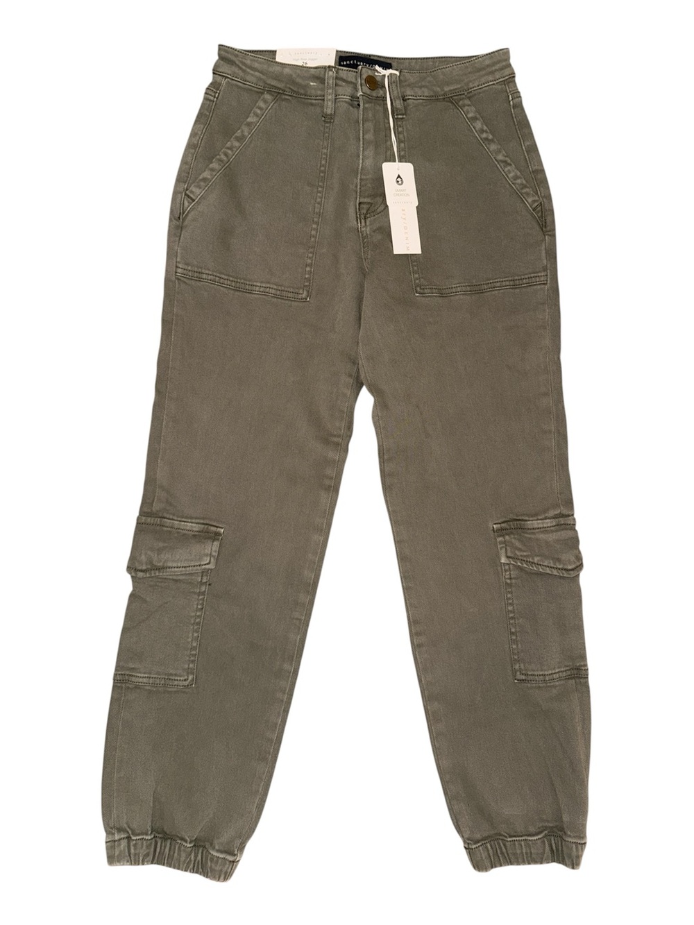 Sanctuary Denim Brooklyn Cargo High Rise Jogger Pants – Olive Green Size 26 NWT